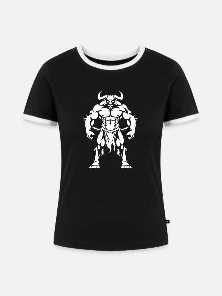 Minotauros - Frauen Kontrast-T-Shirt - Schwarz/Weiß