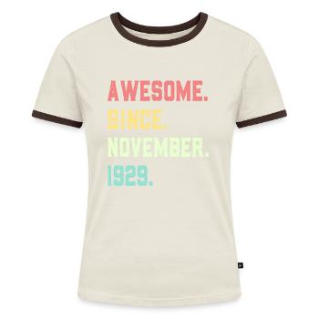 Großartig seit November 1929 - Frauen Kontrast-T-Shirt - Blau/Weiß - Vorne