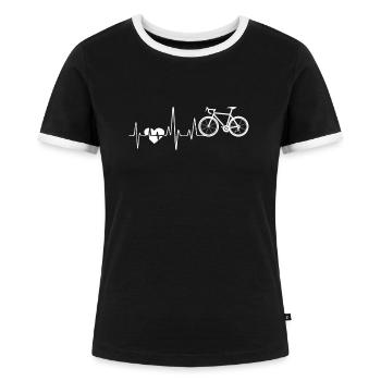 Bicycle Bicycle Heartbeat - Women's Ringer T-Shirt - black/white - Front - Selfina (174cm)
