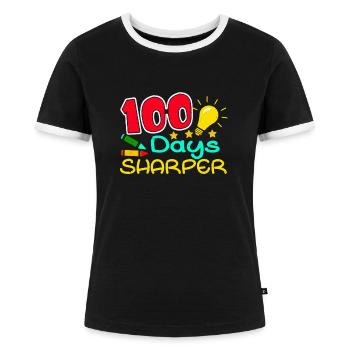 Étudiant 100e jour plus précis 100 jours d’école - T-shirt contrasté Femme - noir/blanc - Devant - Selfina (174cm)