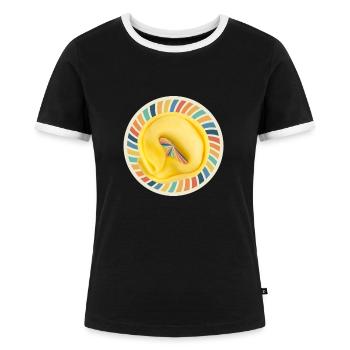 Italian Penne Pasta Tortellini - Frauen Kontrast-T-Shirt - Schwarz/Weiß - Vorne - Selfina (174cm)