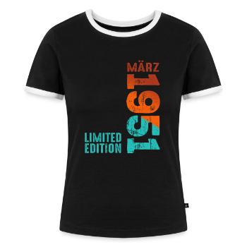 Legendär Seit März 1951 Geburtstag Geschenk - Frauen Kontrast-T-Shirt - Schwarz/Weiß - Vorne - Selfina (174cm)