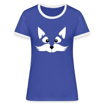 child - baby - comic - Fox - animal - fox - sly - Women's Ringer T-Shirt - blue/white - Front
