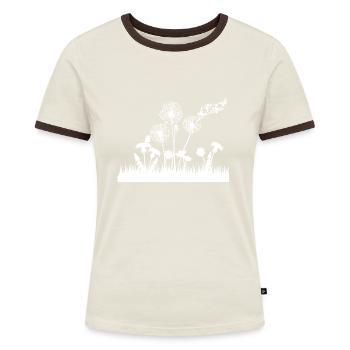 Butterfly Design Pust flowers meadow hearts - Women's Ringer T-Shirt - blue/white - Front