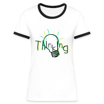 Thinking - Women's Ringer T-Shirt - blue/white - Front