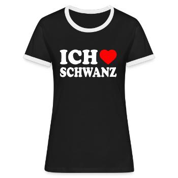 Ich liebe schwanz - Frauen Kontrast-T-Shirt - Schwarz/Weiß - Vorne - Selfina (174cm)