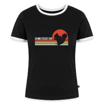 Cute Squirrel | In Mir Steckt Ein Eichhörnchen - Frauen Kontrast-T-Shirt - Schwarz/Weiß - Vorne - Selfina (174cm)