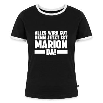 Marion - Frauen Kontrast-T-Shirt - Schwarz/Weiß - Vorne - Selfina (174cm)