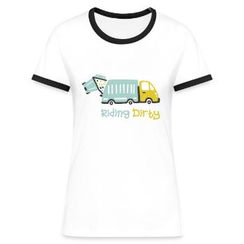 Driving a dirty garbage truck - Women's Ringer T-Shirt - blue/white - Front