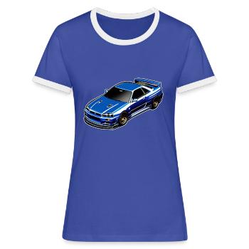 Jdm / Tuning / Turbocompresseur / Jantes / Chiptuning - T-shirt contrasté Femme - bleu/blanc - Devant