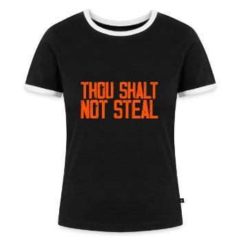 Tu ne voleras point 3 - T-shirt contrasté Femme - noir/blanc - Devant - Selfina (174cm)