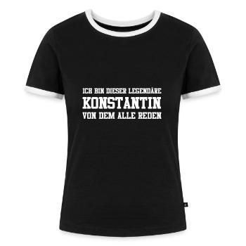 Konstantin Name Design - Frauen Kontrast-T-Shirt - Schwarz/Weiß - Vorne - Selfina (174cm)