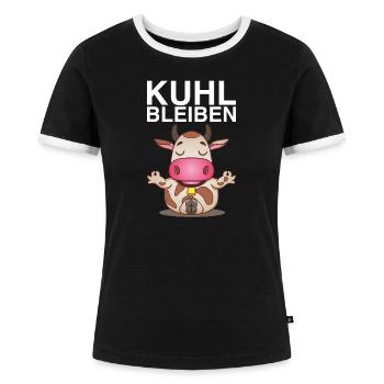 Lustige Kuh Sprüche Landwirtschaft Geschenk - Frauen Kontrast-T-Shirt - Schwarz/Weiß - Vorne - Selfina (174cm)