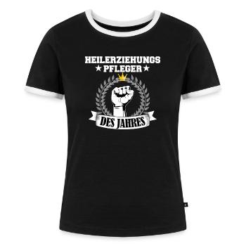 Heilerziehungspfleger des Jahres Pflegekraft hep - Frauen Kontrast-T-Shirt - Schwarz/Weiß - Vorne - Selfina (174cm)