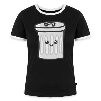 Poubelle Drôle cadeau - T-shirt contrasté Femme - noir/blanc - Devant - Selfina (174cm)