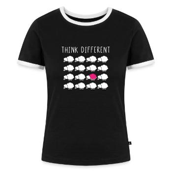 Think Different - Frauen Kontrast-T-Shirt - Schwarz/Weiß - Vorne - Selfina (174cm)