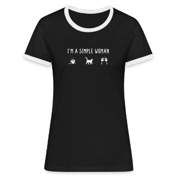 Cat Cats Cat Owner - Women's Ringer T-Shirt - black/white - Front - Selfina (174cm)