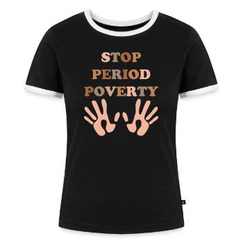 Stop Time Pauvreté Les gens disent non misère - T-shirt contrasté Femme - noir/blanc - Devant - Selfina (174cm)