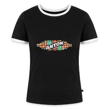 Geschenk für Anton - Frauen Kontrast-T-Shirt - Schwarz/Weiß - Vorne - Selfina (174cm)