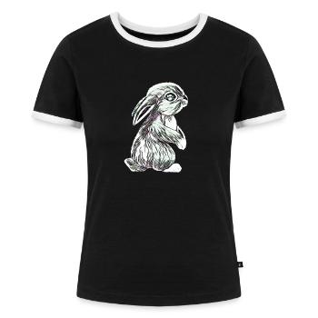 Hare - Women's Ringer T-Shirt - black/white - Front - Selfina (174cm)