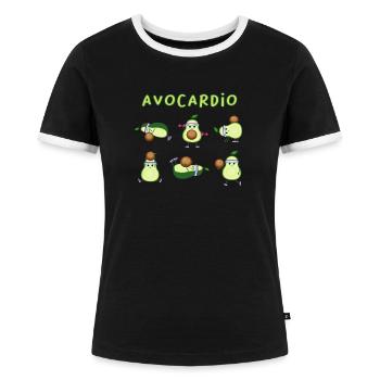 Avocado Sport Fitness Avocardio Spruch lustig - Frauen Kontrast-T-Shirt - Schwarz/Weiß - Vorne - Selfina (174cm)