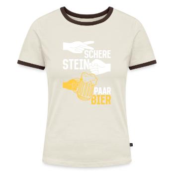 Schere, Stein, Paar, Bier - das perfekte Outfit - Frauen Kontrast-T-Shirt - Blau/Weiß - Vorne