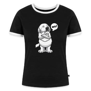 Chien de Montagne des Pyrénées Pyrenäenberghund - Frauen Kontrast-T-Shirt - Schwarz/Weiß - Vorne - Selfina (174cm)