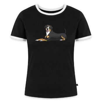Entlebucher Sennenhund Hund - Frauen Kontrast-T-Shirt - Schwarz/Weiß - Vorne - Selfina (174cm)