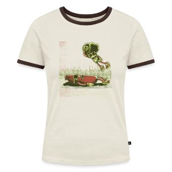 Broccoli Vegan Vegetable Wrestling Worstelaar - Vrouwen contrastshirt - blauw/wit - Voor