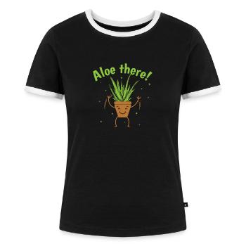 Aloe there! Aloe Vera Cream Cosmetics - Women's Ringer T-Shirt - black/white - Front - Selfina (174cm)