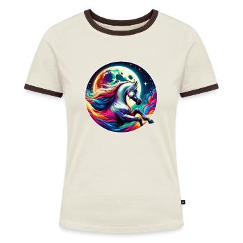 Art du cheval arabe - T-shirt contrasté Femme - bleu/blanc - Devant