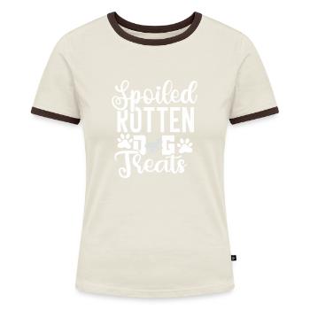 Verwöhnte verdorbene Hundeleckerlis - Frauen Kontrast-T-Shirt - Blau/Weiß - Vorne