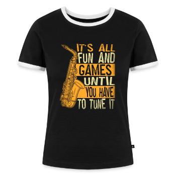 Saxophone Saxophone player - Women's Ringer T-Shirt - black/white - Front - Selfina (174cm)