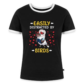 Laughing Hans Vogel Jägerliest - T-shirt contrasté Femme - noir/blanc - Devant - Selfina (174cm)