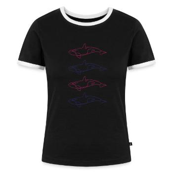 Cadeau de beauté de la mer de la famille d’orques - T-shirt contrasté Femme - noir/blanc - Devant - Selfina (174cm)