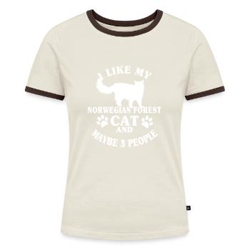 Norwegische Waldkatze Katzenliebhaber - Frauen Kontrast-T-Shirt - Blau/Weiß - Vorne