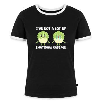 Lustiges Kohl Geschenk - Frauen Kontrast-T-Shirt - Schwarz/Weiß - Vorne - Selfina (174cm)