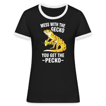 Gecko Meme - Frauen Kontrast-T-Shirt - Schwarz/Weiß - Vorne - Selfina (174cm)