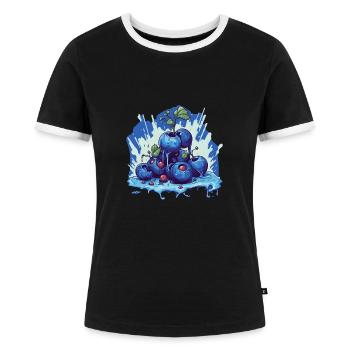 Blaubeere - Frauen Kontrast-T-Shirt - Schwarz/Weiß - Vorne - Selfina (174cm)