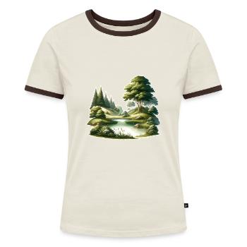 Landscape - Illustration - Women's Ringer T-Shirt - blue/white - Front