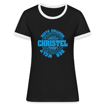 Beste Arbeitskollegin Christel - Frauen Kontrast-T-Shirt - Schwarz/Weiß - Vorne - Selfina (174cm)