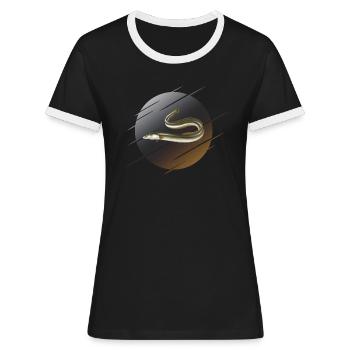 Eel fishing worm fish - Women's Ringer T-Shirt - black/white - Front - Selfina (174cm)