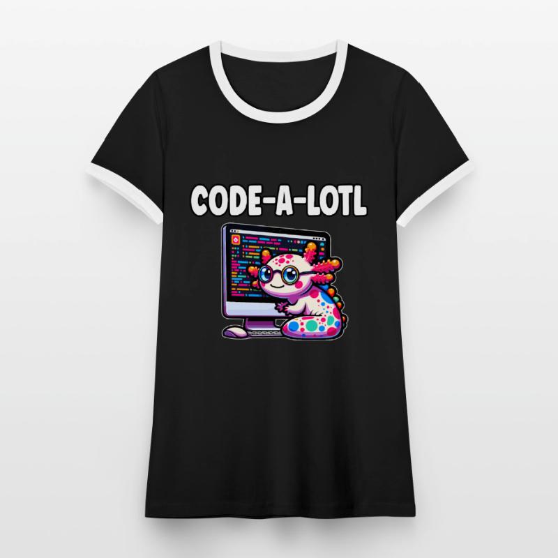 Funny Coding Axolotl Programming Gift Women's Ringer T-Shirt