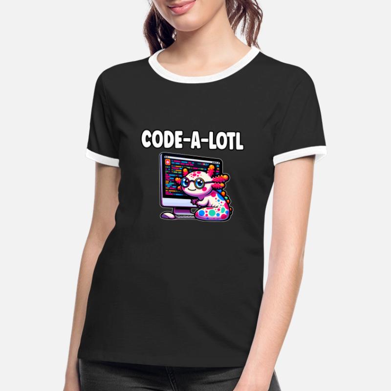 Funny Coding Axolotl Programming Gift Women's Ringer T-Shirt