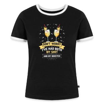 Bier Party Alkohol Shots Feiern Karneval Fasching - Frauen Kontrast-T-Shirt - Schwarz/Weiß - Vorne - Selfina (174cm)
