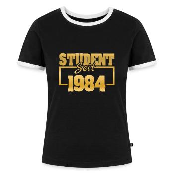 1984 - Frauen Kontrast-T-Shirt - Schwarz/Weiß - Vorne - Selfina (174cm)