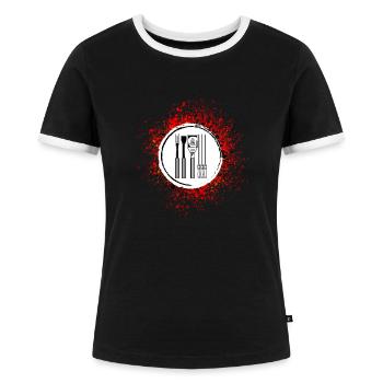 Pince à griller Symbole Couverts - T-shirt contrasté Femme - noir/blanc - Devant - Selfina (174cm)