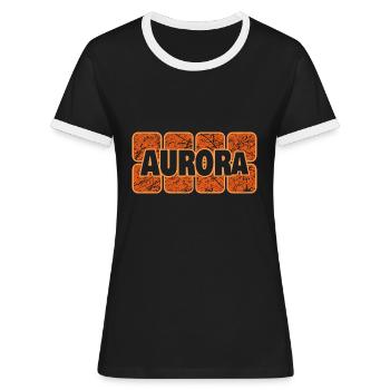 Female Aurora - Women's Ringer T-Shirt - black/white - Front - Selfina (174cm)
