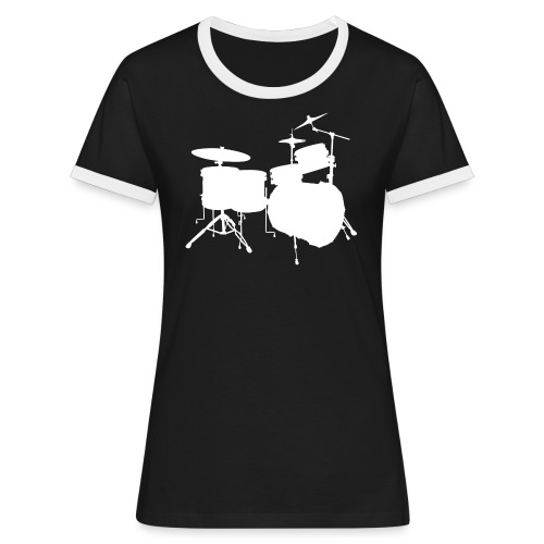 Drumset 2 Kontur weiß - Frauen Kontrast-T-Shirt