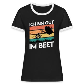 Ich bin gut im Beet Gärtner - Frauen Kontrast-T-Shirt - Schwarz/Weiß - Vorne - Selfina (174cm)